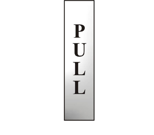ASEC `Pull` 200mm x 50mm Chrome Self Adhesive Sign