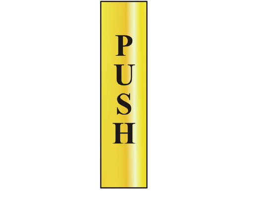 ASEC `Push` 200mm x 50mm Gold Self Adhesive Sign