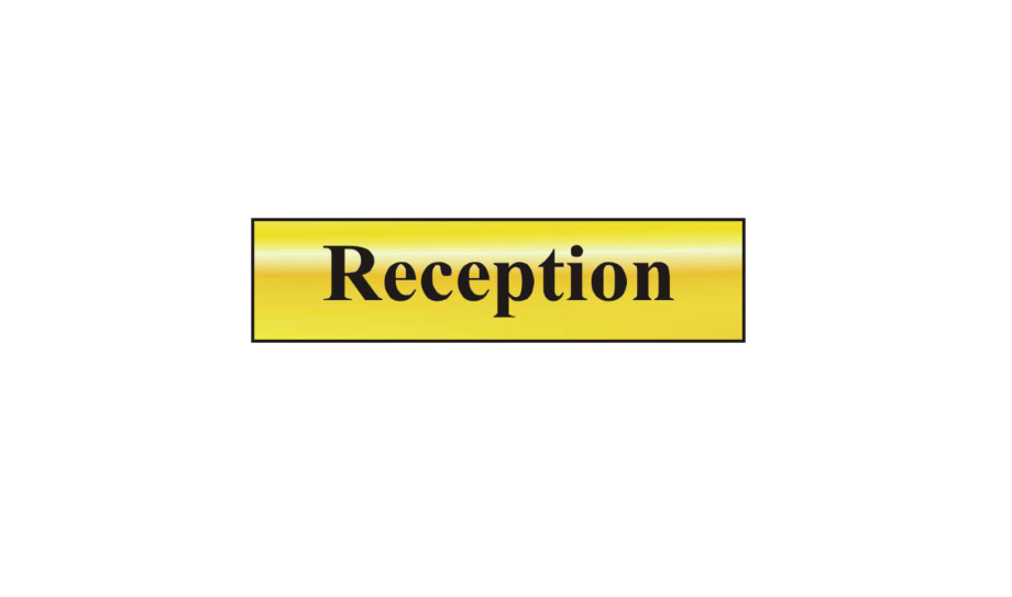 ASEC `Reception` 200mm x 50mm Gold Self Adhesive Sign