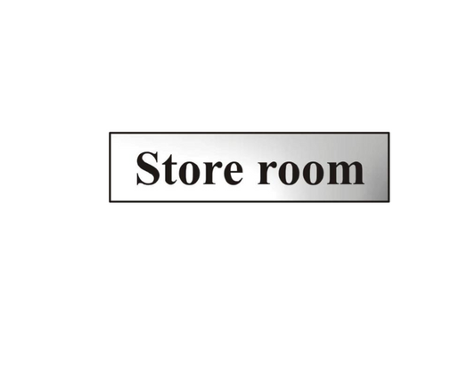ASEC `Store Room` 200mm x 50mm Chrome Self Adhesive Sign
