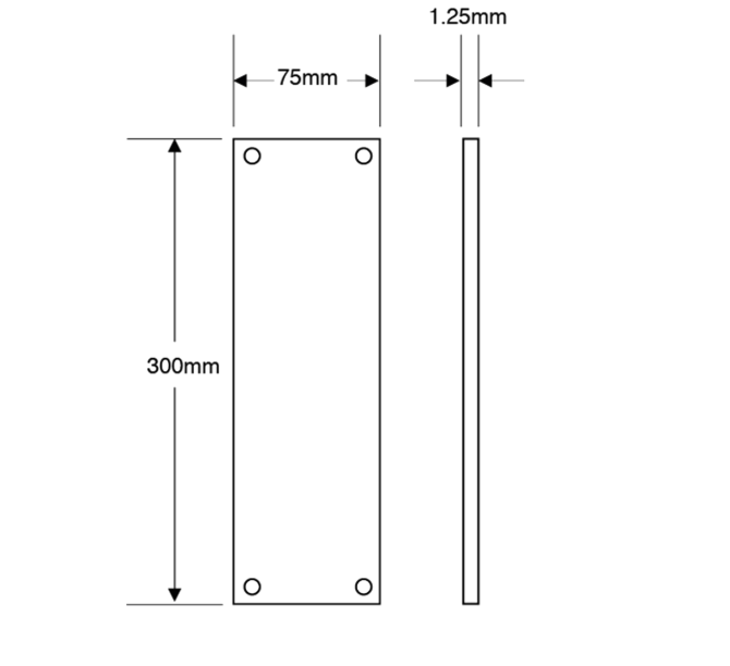 ASEC 75mm Wide Aluminium `Push` Finger Plate