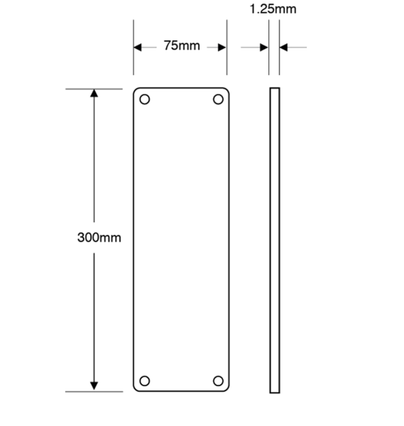 ASEC 75mm Wide Stainless Steel `Push` Finger Plate