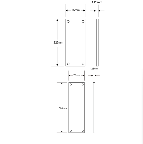 ASEC 75mm Wide Stainless Steel Finger Plate