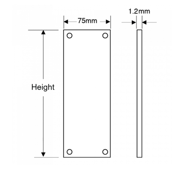 ASEC Finger Plate 75mm Width x 1.2mm Depth (PB) Polished Brass