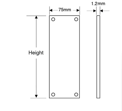 ASEC Push/Pull Screen Printed Finger Plate75mm Width x 1.2mm Depth (SAA) Satin Anodised Aluminium