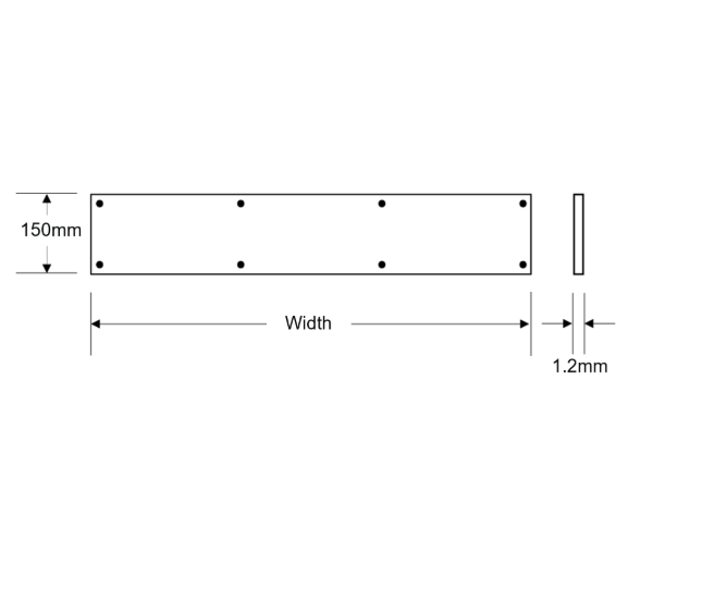 ASEC Kick Plate 150mm Height x 1.2mm Depth (PB) Polished Brass