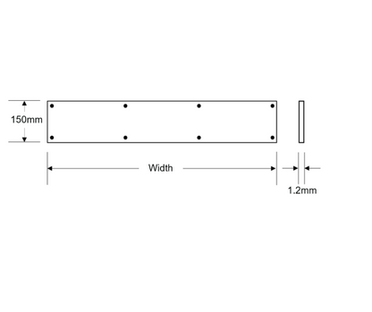 ASEC Kick Plate 150mm Height x 1.2mm Depth (PB) Polished Brass