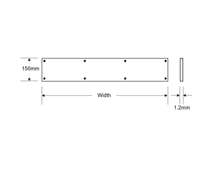 ASEC Kick Plate 150mm Height x 1.2mm Depth (PSS) Polished Stainless Steel
