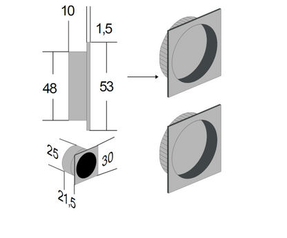 BONAITI SERRATURE Classic Sliding Door Handle Square BQD Blind Finger Pull Set