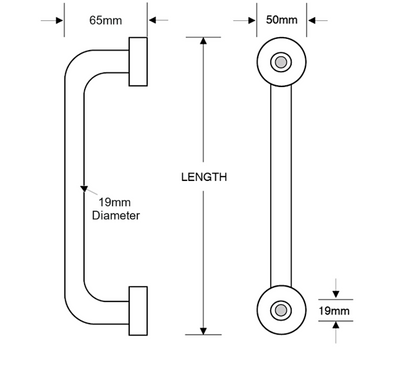ASEC Bolt Fix Round Rose Aluminium Pull Handle