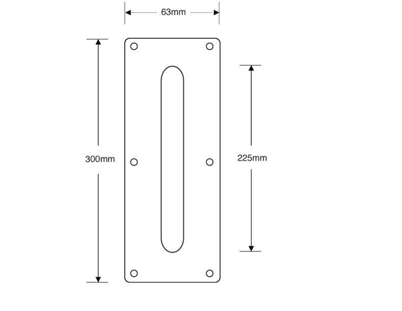 ASEC Plate Mounted 63mm Aluminium Pull Handle