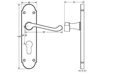 EPSOM Lever Euro Plate Door Handles