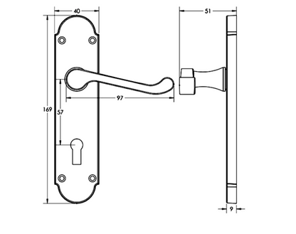 EPSOM Lever Lock Plate Door Handles