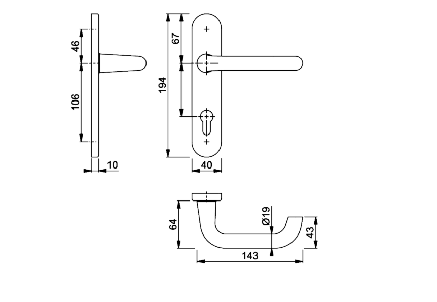 HOPPE Paris 72PZ Euro Profile Lever Handle On Short Backplate 138S/2600