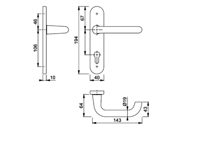 HOPPE Paris 72PZ Euro Profile Lever Handle On Short Backplate 138S/2600