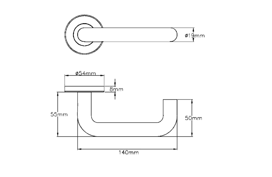 UNION J-1000RRSS01SS Return To Door Lever On Rose Tubular Handle