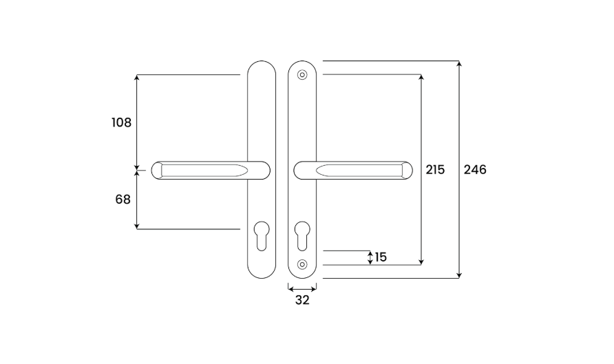 ASEC Evo Sprung Lever/Lever Multipoint Door Handles 68mm PZ 246mm Backplate 215mm Fixings