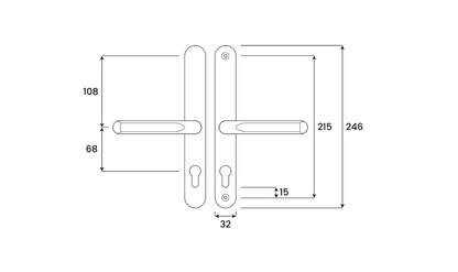 ASEC Evo Sprung Lever/Lever Multipoint Door Handles 68mm PZ 246mm Backplate 215mm Fixings
