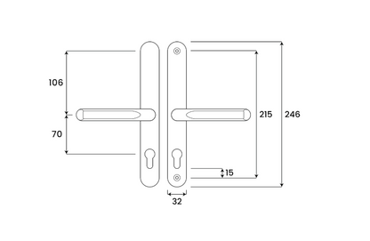 ASEC Evo Sprung Lever/Lever Multipoint Door Handles 70mm PZ 246mm Backplate 215mm Fixings
