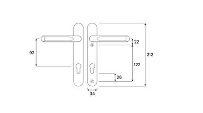 ASEC Evo Sprung Lever/Lever Multipoint Door Handles 92mm PZ 212mm Backplate 122mm Fixings
