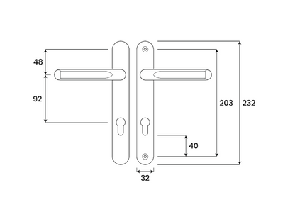 ASEC Evo Sprung Lever/Lever Multipoint Door Handles 92mm PZ 232mm Backplate 203mm Fixings