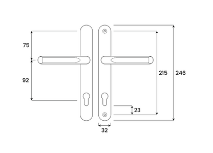 ASEC Evo Sprung Lever/Lever Multipoint Door Handles 92mm PZ 246mm Backplate 215mm Fixings