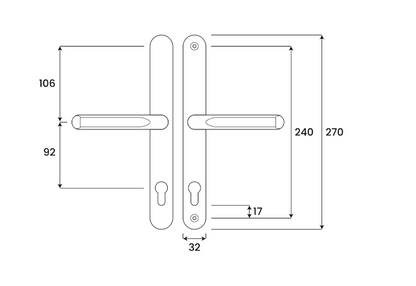 ASEC Evo Sprung Lever/Lever Multipoint Door Handles 92mm PZ 270mm Backplate 240mm Fixings