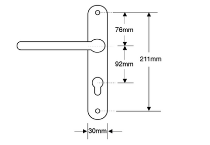 ASEC Lever/Lever Multipoint Door Handles 92mm PZ 240mm Backplate 211mm Fixings