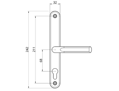 ASEC Sprung Lever/Lever Multipoint Door Handles 68mm PZ 211mm Fixings No Snib