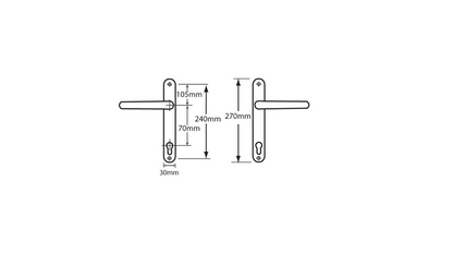 ASEC Unsprung Lever/Lever Multipoint Door Handles 70mm PZ 270mm Backplate 240mm Fixings