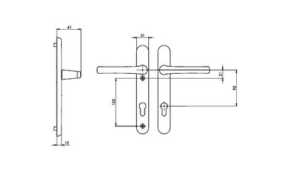 AVOCET Affinity Plus Sprung Lever/Lever Multipoint Door Handles 92mm PZ 122mm Fixings