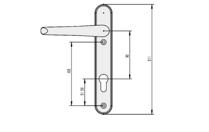 ELITE Lever/Lever UPVC Handle 211mm Short Backplate
