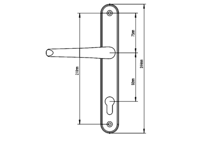 ELITE Lever/Lever UPVC Handle 244mm Long Backplate