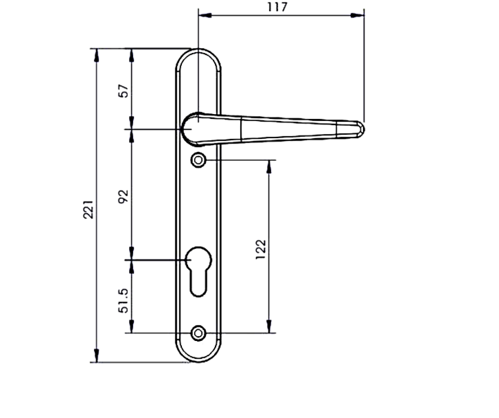 ERA Classic Unsprung Lever/Lever Multipoint Door Handles 92mm PZ 122mm Fixings