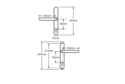 FAB & FIX Ashford Sprung Lever/Lever Multipoint Door Handles 92mm & 62mm PZ 211mm Fixings
