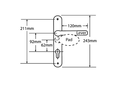 FAB & FIX Ashford Sprung Lever/Moveable Pad Multipoint Door Handles 92mm & 62mm PZ 211mm Fixings