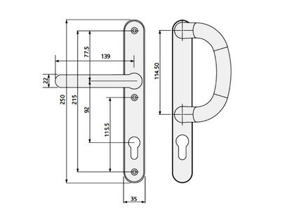 FAB & FIX Kensington Unsprung Lever/Pull Multipoint Door Handles 92mm PZ 215mm Fixings