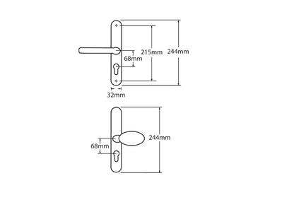 FULLEX Unsprung Lever/Moveable Pad Multipoint Door Handles 68mm PZ 215mm Fixings No Snib