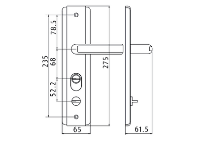 HOOPLY 5586 Sprung Lever/Lever Multipoint Door Handles 68mm PZ Square Backplate 235mm Fixings With Snib