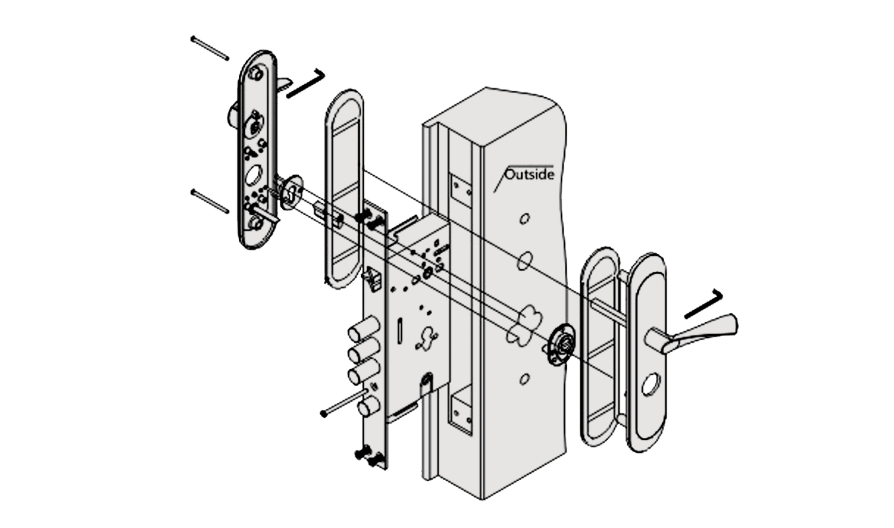 HOOPLY CEFIRO ZTB002 Sprung Lever/Lever Multipoint Door Handles 85mm PZ 246mm Fixings With Snib