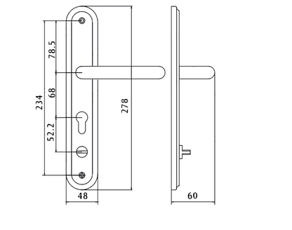 HOOPLY Security Container 918902 Sprung Lever/Lever Multipoint Door Handles 68mm PZ 234mm Fixings With Snib