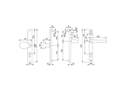 HOPPE 76G/3633N/3623N/1710 Sprung Lever/Moveable Pad Multipoint Door Handles 92mm & 62mm PZ 215mm Fixings