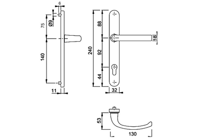 HOPPE Arrone Suited AR7550/3492 Sprung Lever/Lever Multipoint Door Handles 92mm PZ 240mm Backplate 215mm Fixings
