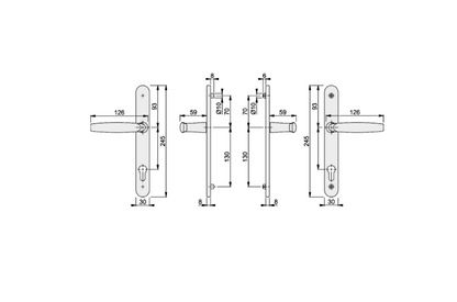 HOPPE Atlanta 1530/3346 Unsprung Lever/Moveable Pad Multipoint Door Handles 92mm PZ 200mm Fixings