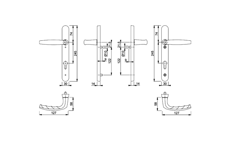 HOPPE Atlanta M1530M/3829N Sprung Lever/Lever Multipoint Door Handles 92mm PZ Narrow Backplate 122mm Fixings