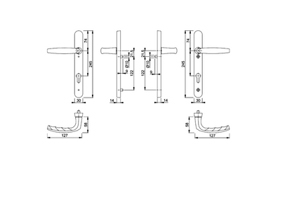 HOPPE Atlanta M1530M/3829N Sprung Lever/Lever Multipoint Door Handles 92mm PZ Narrow Backplate 122mm Fixings