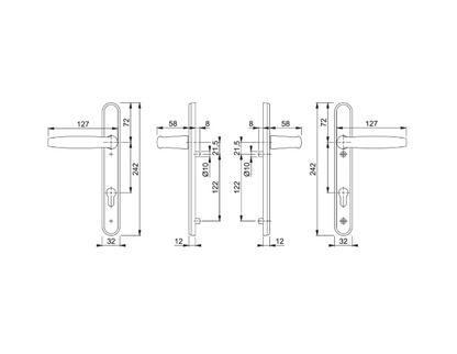 HOPPE Atlanta Sprung Lever/Lever Multipoint Door Handles 92mm PZ 122mm Fixings