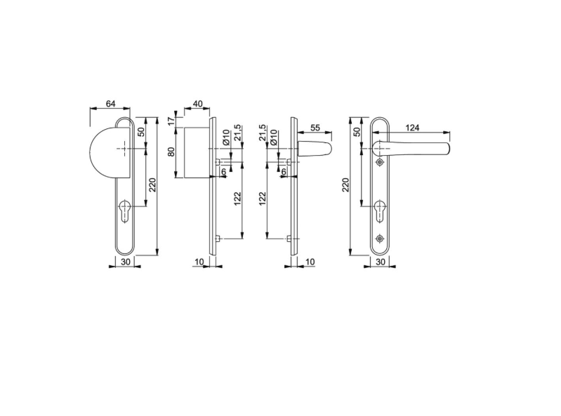 HOPPE Atlanta Unsprung Lever/Fixed Pad Multipoint Door Handles 92mm PZ 122mm Fixings