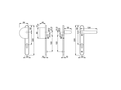 HOPPE Atlanta Unsprung Lever/Fixed Pad Multipoint Door Handles 92mm PZ 122mm Fixings