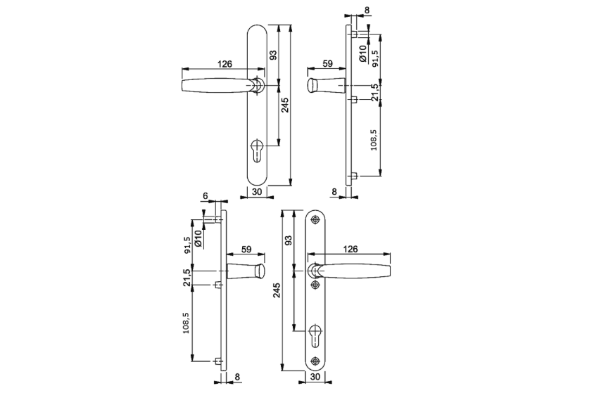 HOPPE Atlanta Unsprung Lever/Lever Multipoint Door Handles 92mm PZ 91.5mm & 108.5mm Fixings